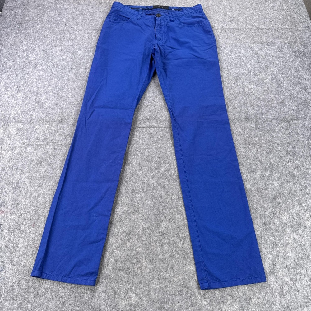Brioni Pants Mens 32 Blue Meribel Chino Casual 5-Pocket Leather Patch SPL400